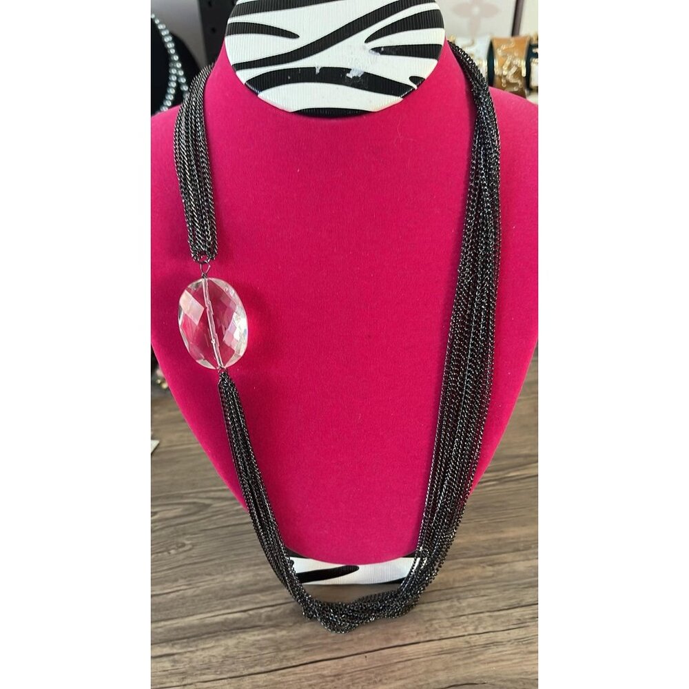 Joan Rivers Silver Chain with Crystal Pendant Necklace